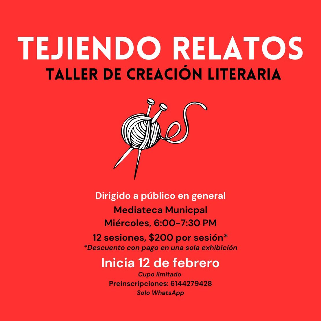 Abren las preinscripciones para el Taller de Creación Literaria Tejiendo Relatos